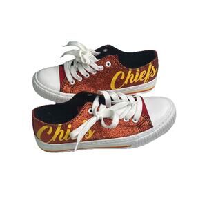 NFL Kansas City Chiefs Women’s Size 8 Low Top Red Glitter Canvas Sneakers EUC